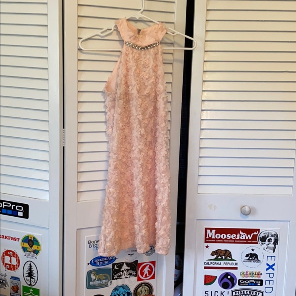 Pink Flower High Neck Dress